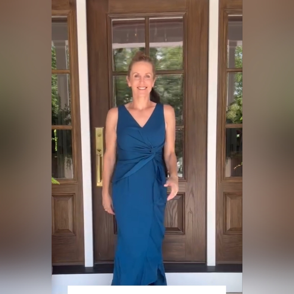 FQA Elegant Blue Ruffled Gown